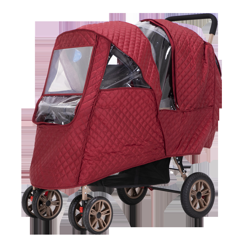 Cochecito de bebé para gemelos, cubierta de lluvia, cubierta de parabrisas para niños, cubierta de lluvia para paraguas de bebé, cubierta protectora de cochecito, impermeable
