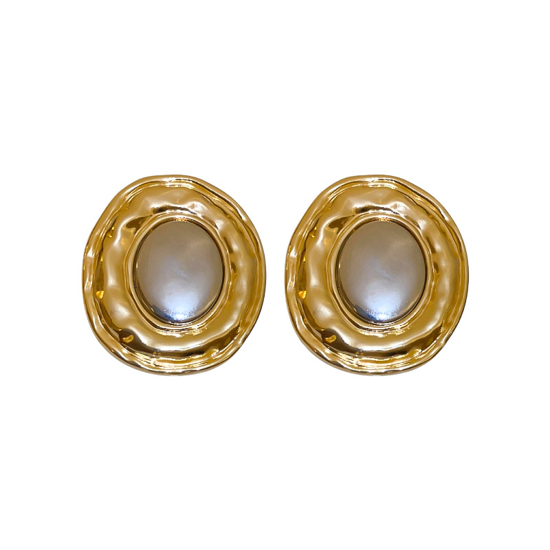 Pendientes elípticos exagerados transfronterizos de metal con aguja de plata Pendientes de moda de nicho europeo y americano Pendientes de lujo ligero simples y de alta gama mujeres