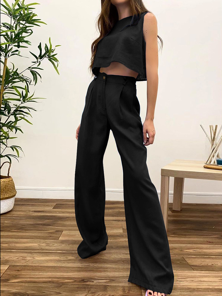 Cotton, Spandex Fabric Type Pant Co-ord Set Sets Type Daily Women'S Fashion Solid Color Cotton Spandex Patchwork Pant Co-ord Set Pants Sets
