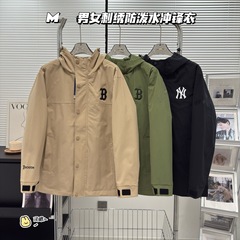 2025年秋季ML家情侣款休闲连帽夹克NY字母刺绣韩版冲锋衣外套代发