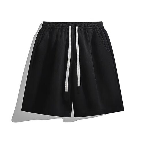 Heavy-duty American-style solid color casual summer shorts for men, casual sports pants, 5-inch drawstring loose 5-inch pants