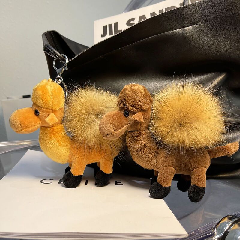 Personalized creative real raccoon fur ball small camel bag pendant cute plush doll car key chain pendant