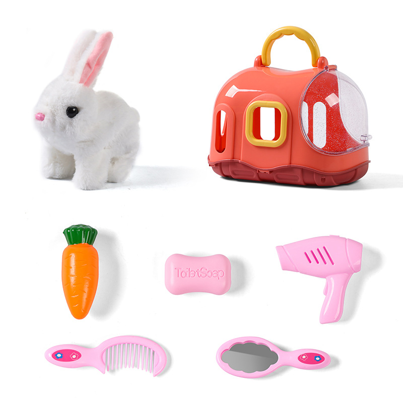 Casa de juego los niños juguetes eléctricos puesto al por mayor se moverá y llamar conejito cachorro simulación animal forma