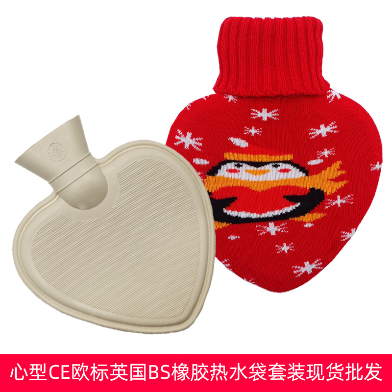 En stock lindo en forma de corazón mano más caliente bolsa de agua portátil creativo llenado de inyección de agua bolsa de agua caliente moda portátil bolso caliente al por mayor
