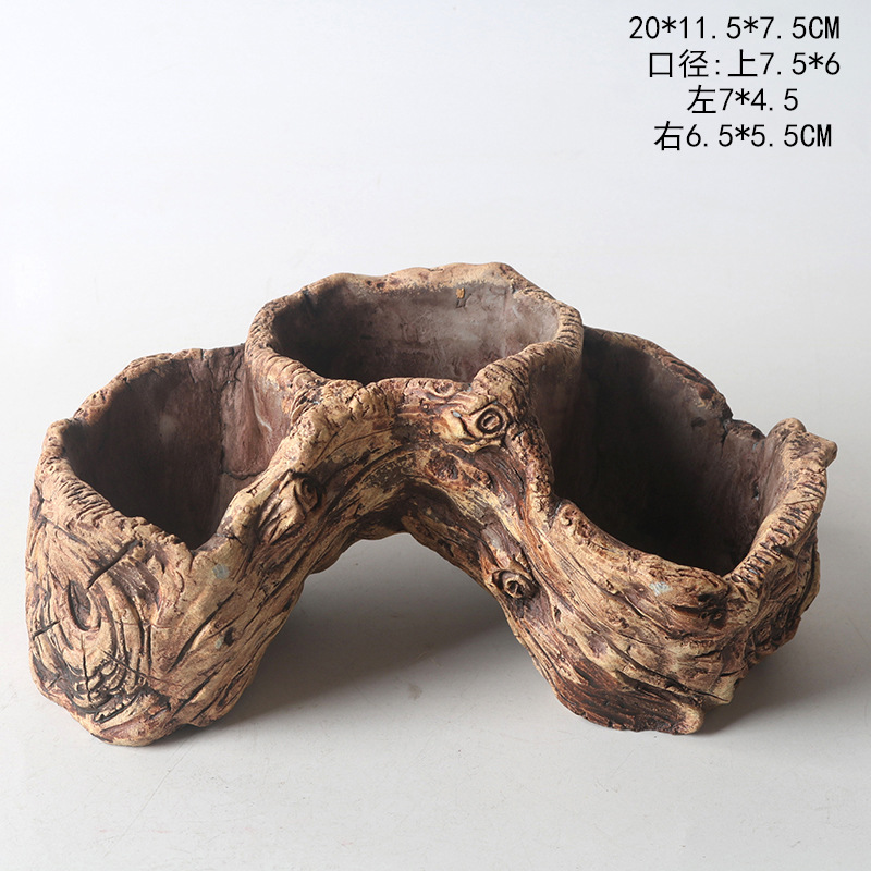 Maceta para Suculentas con Diseño de Raíz de Árbol en Cemento - Para Micro Paisajes, al por Mayor