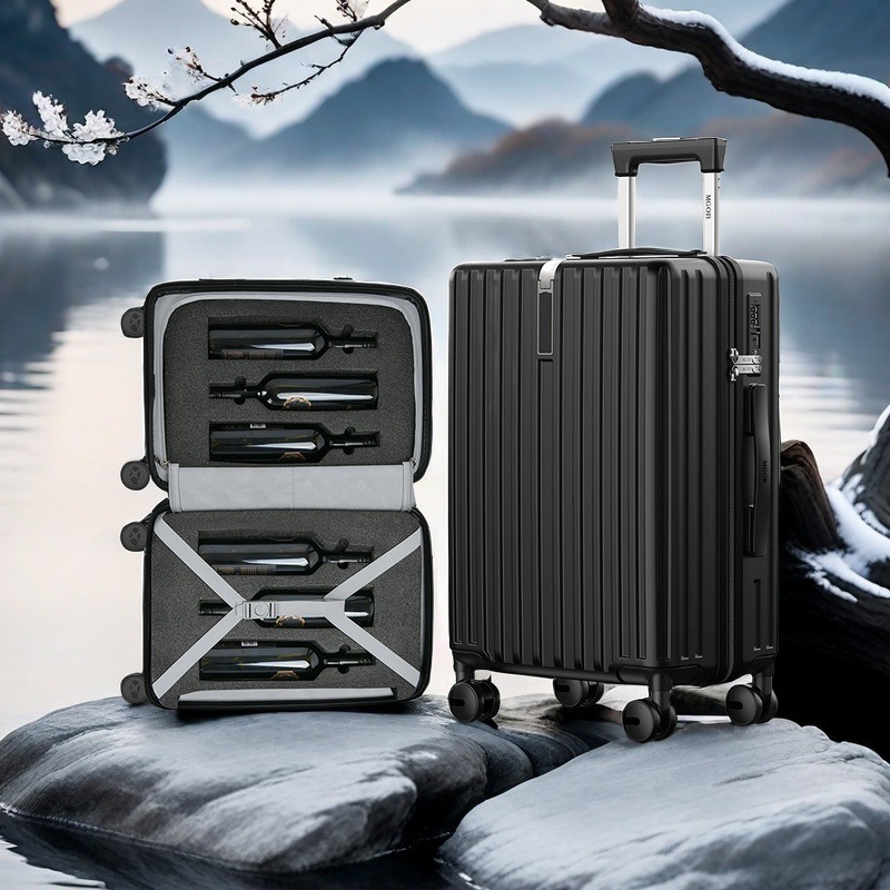Vali nhựa PC chống rơi bánh xe đa năng khóa TSA 20/24/28 inch — Màu đen chi tiết 4