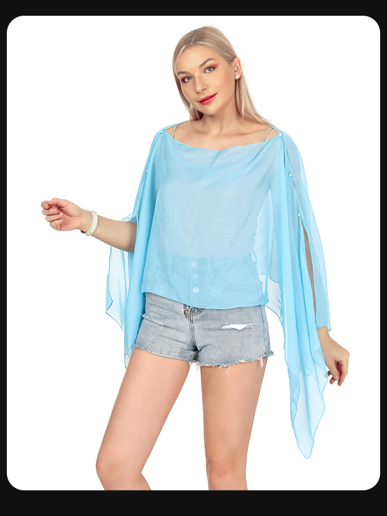 Women's Beach Simple Style Solid Color Satin Shawl display picture 7