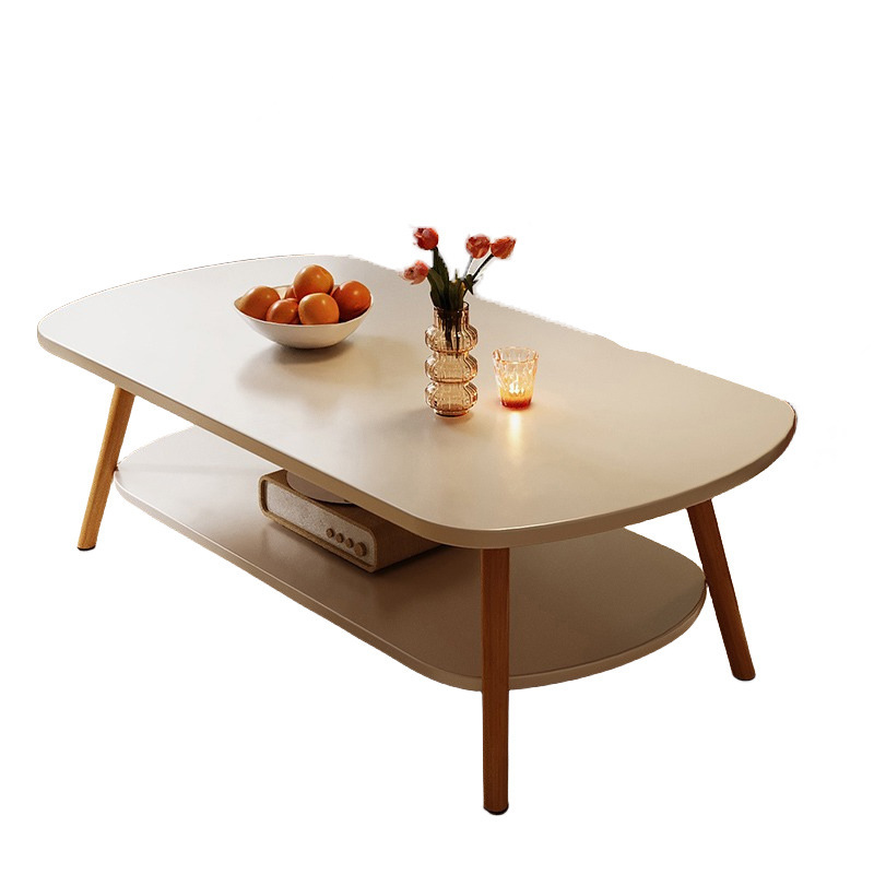 Mesa de té sala de estar simple casa de alquiler dormitorio creativo balcón mesa de té piernas de madera sólida