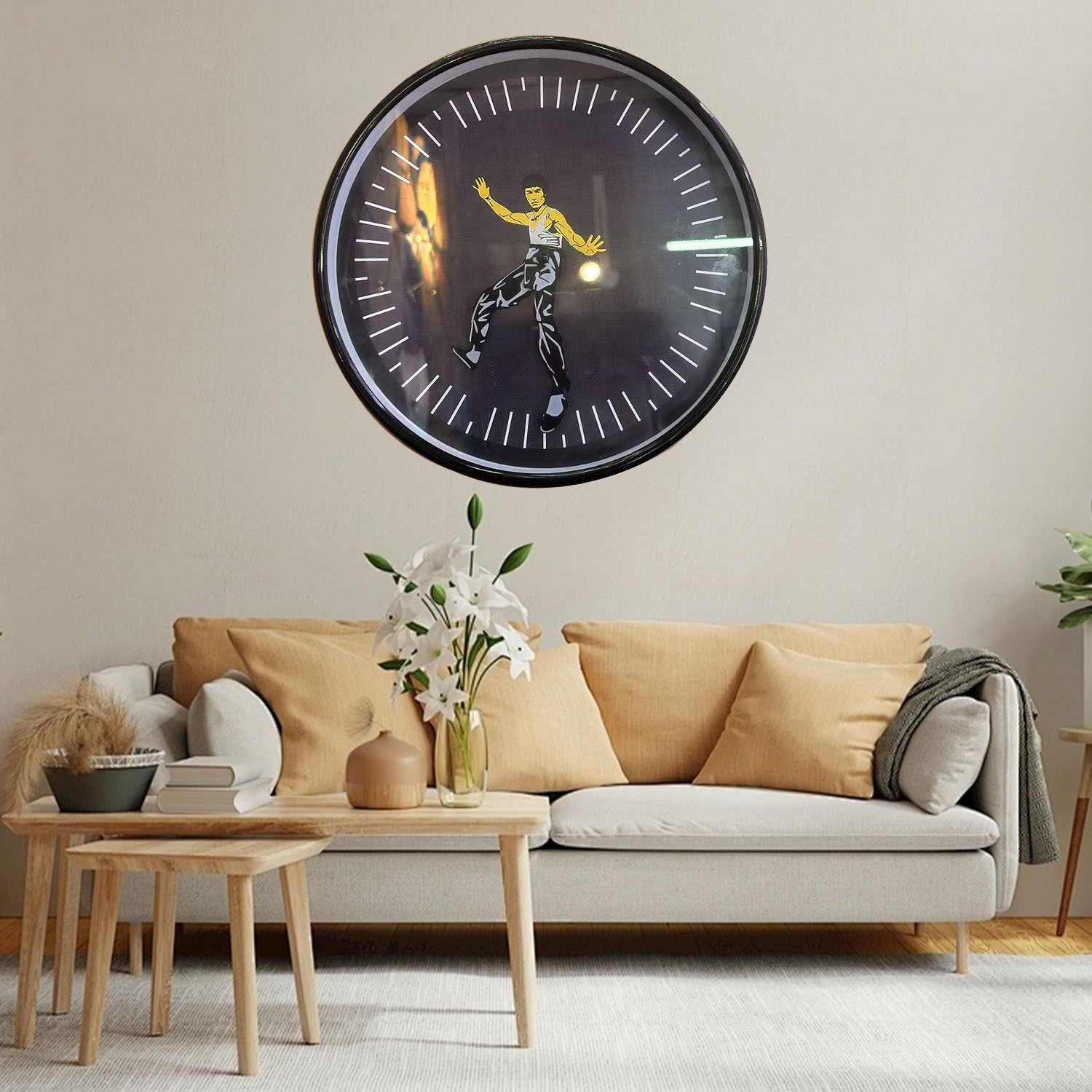 Cross-border new kung fu personality wall clock silent home clock decoration round clock wall clock