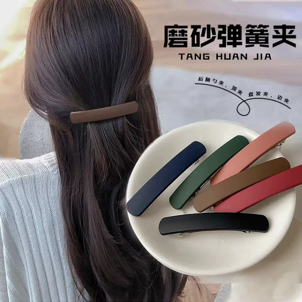 Korean Style Frosted One-Line Spring Clip Simple Large Hair Clip Half-Tied Hair Bangs on the Back of the Head Side Clip Hair Accessory