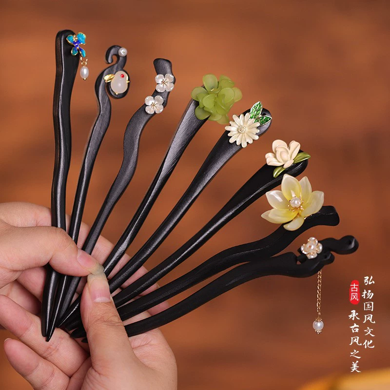 Summer wooden Chinese hairpin, hair accessory, hairgrip, cheongsam, Hanfu