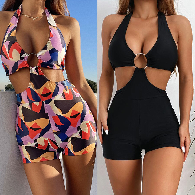 Sexy Big Steel Ring One-Piece Swimsuit NSDA37298