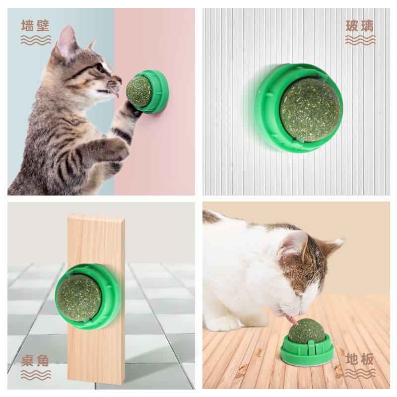 Fabricantes personalizados gatos menta bolas para promover la digestión gatos bocadillos anti-perderrida pegada pared picada bolas de juguete palillos