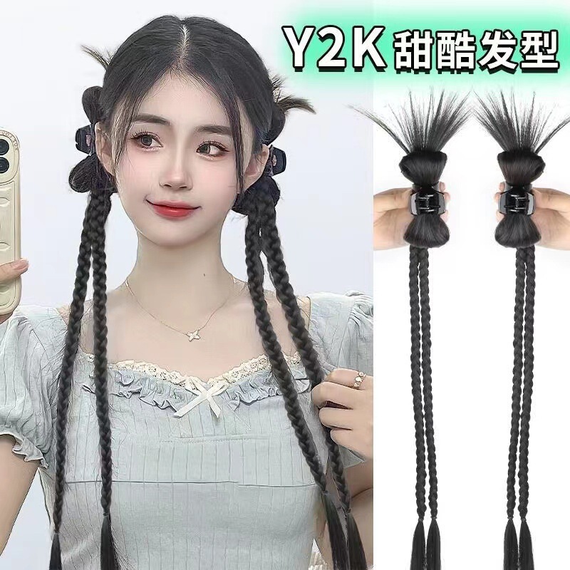y2k wig braid clip hairpin ponytail chicken feather clip wig braid braid boxing braid double ponytail hair accessories