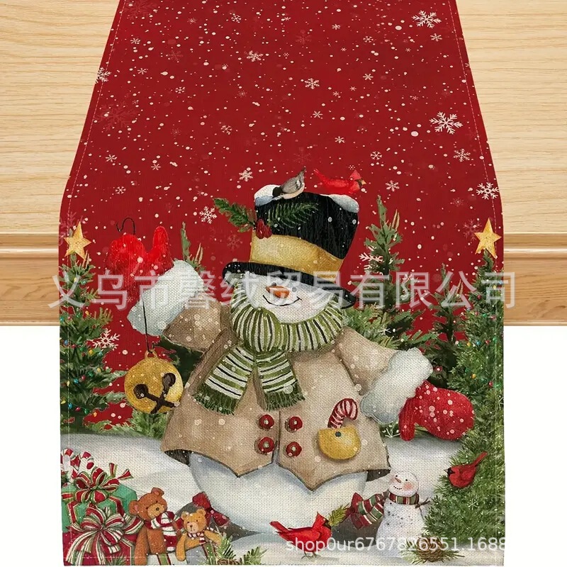 国境を越えて人気のある亜麻のテーブル旗クリスマスの家のレストランのリビングテーブルの室内の屋外の祝日の装飾テーブルクロス|undefined