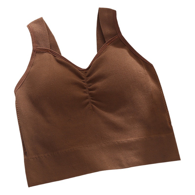 Nuevo Chaleco de copa de una sola pieza fijo Adelgazamiento de ajuste delgado de las mujeres con almohadilla para el pecho desgaste interior y exterior Bottoming envuelto pecho Sling top