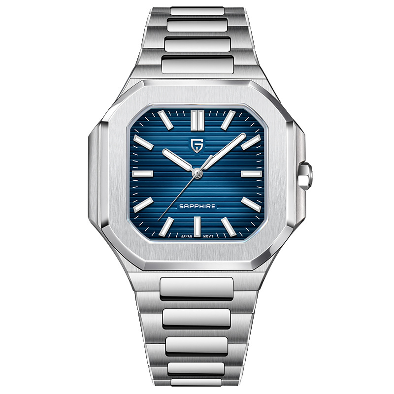 PAGANI DESIGN hombre moda cuadrado reloj de cuarzo zafiro nocturno reloj de pulsera de acero PD-YS019