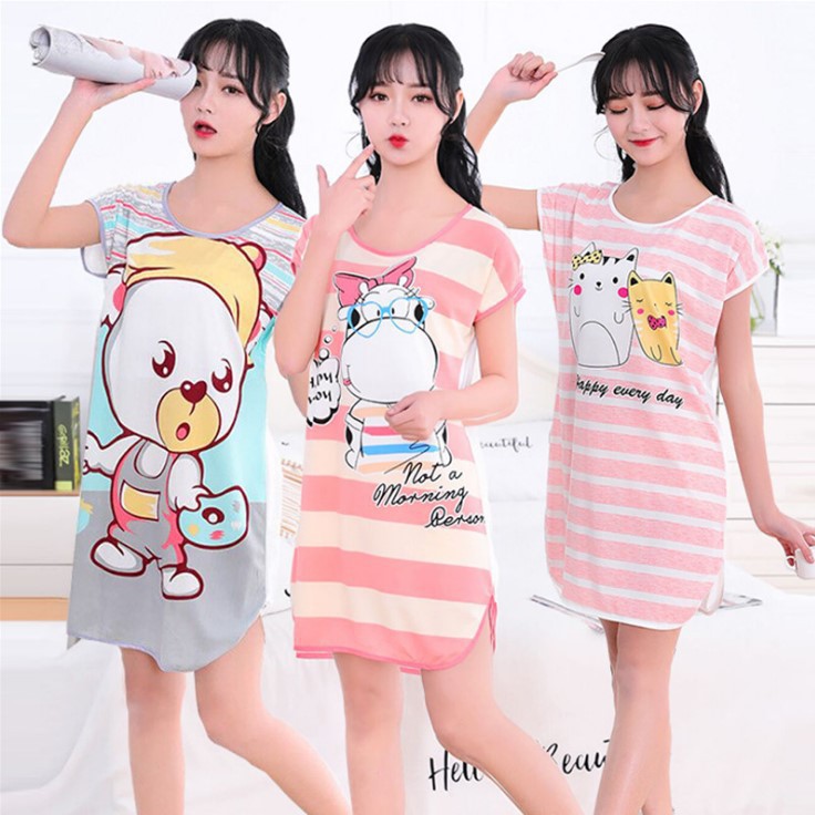 Camisón de verano pijamas de las mujeres de manga corta de dibujos animados lindo camisón Delgado desgaste del hogar Comercio exterior transfronterizo al por mayor