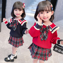 女童小香风格子裙二件套2023春季新款儿童韩版时尚中小童洋气套装