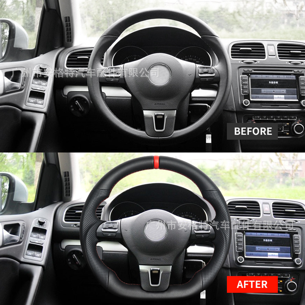 Suitable for Volkswagen Golf 6/Mk6 Golf Gti Gli Full Leather Car Steering Wheel Modification