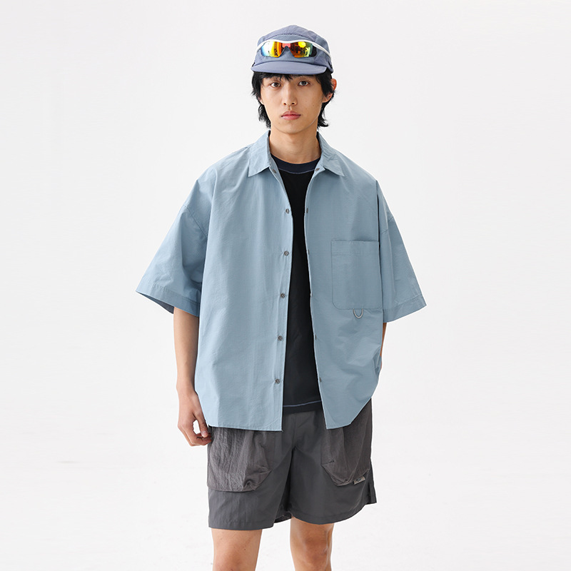 Trendy Men's Casual Shirt Lightweight Outdoor Loose-Fitting Unisex Solid Color Quick-Drying Casual Shirt Trendy Men's Casual Shirt Lightweight Outdoor Loose-Fitting Unisex Solid Color Quick-Drying Casual Shirt
