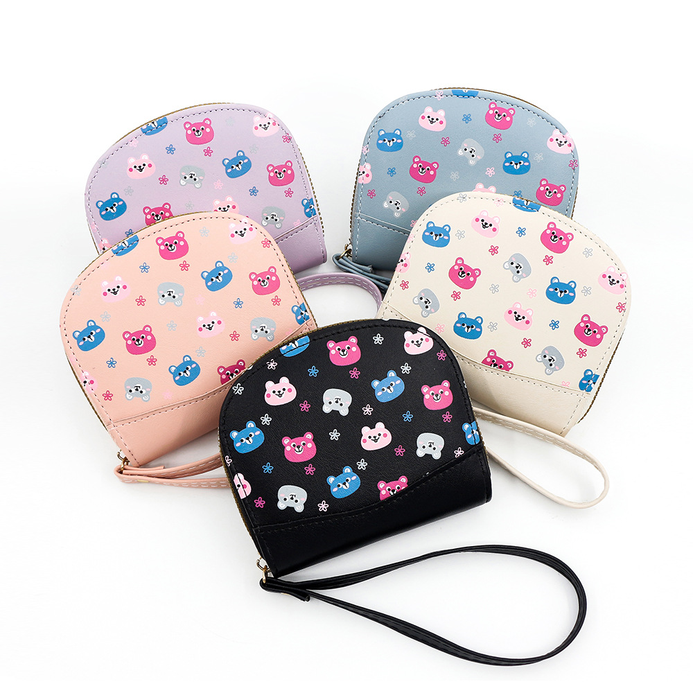 Nuevo titular de la tarjeta de dibujos animados lindo corto cremallera cartera titular de la tarjeta de las señoras oso monedero cartera fábrica al por mayor
