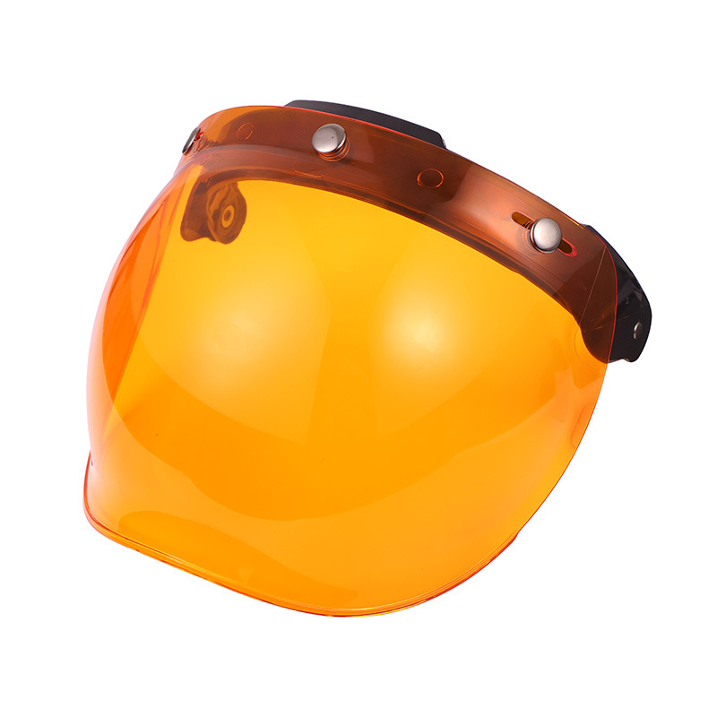 Venta caliente lente del casco de la motocicleta espejo burbuja medio casco retro casco de vuelo lente de tres botones con marco traje
