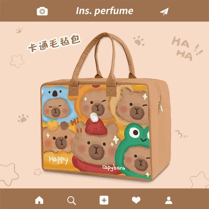 漫画トラベルバッグ大容量収納外出荷物バッグ収納袋トロリーケースフェルトは必需品として使用できます|undefined