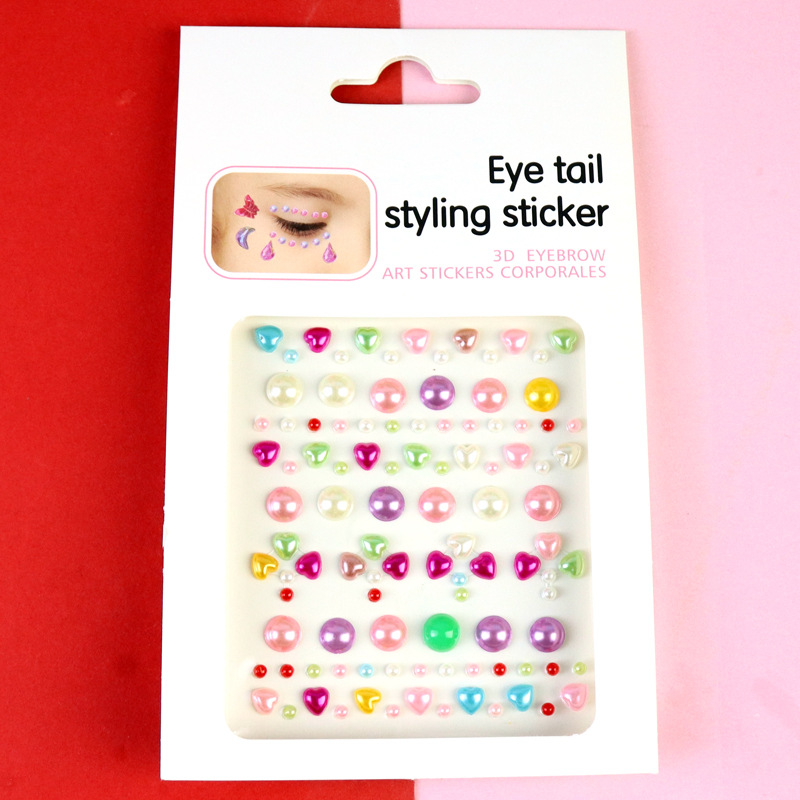 Transfronterizo AB diamantes coloridos joyas de maquillaje de ojos maquillaje facial pegatinas de diamante para niños espectáculo de escenario pegatinas faciales pegatinas de cristal perlas