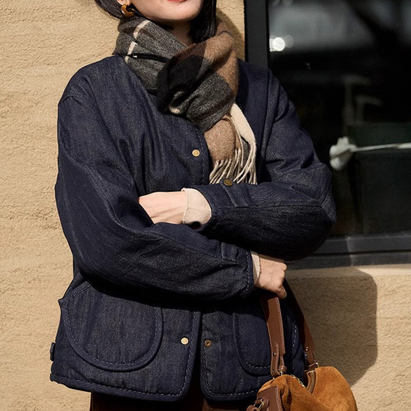 Reversible 95% Goose down Jacket, Quilted High-End Denim down Jacket for Women, Lightweight Short Coat, New Autumn and Winter Style