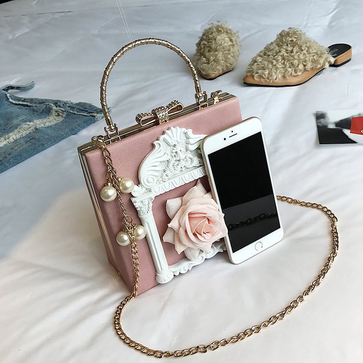 Women's Small Pu Leather Flower Streetwear Pearls Lock Clasp Shoulder Bag display picture 19