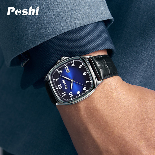 POSHI brand watch trendy simple men's quartz watch calendar waterproof luminous men's watch watch