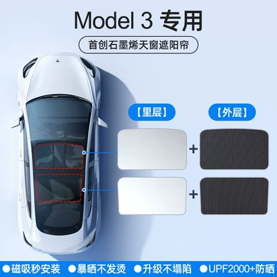 sunroof sunscreen car sunshade — Sun shade - 2019-2022-model-model-3-legacy-graphite-gray-sunroof