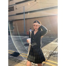 趋梦DT ETOLIE复古撞色格子百褶裙系带a字半身裙女小个子显瘦短裙