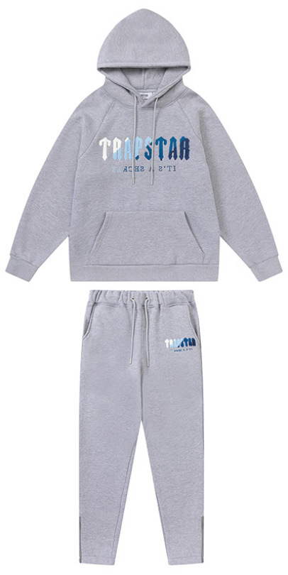 Trapstar Rainbow degradado carta cabeza de tigre bordado con capucha suéter pantalones largos deportes casual traje forrado de lana