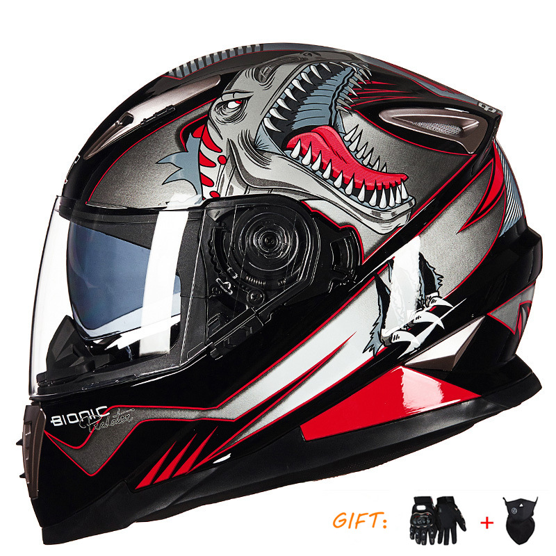 Motosiklet kaskı (dəbilqə) — Universal Visor Anti-fog Breathable - black-dinosaur-two-piece-set-m