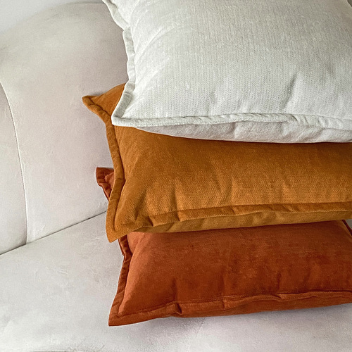 Nordic ins light luxury solid color edged pillow living room office sofa pillow bedroom bedside cushion pillow case