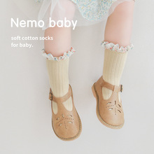 2022春季新款女童袜子韩版中筒公主雪纺花边袜儿童棉袜婴儿宝宝袜