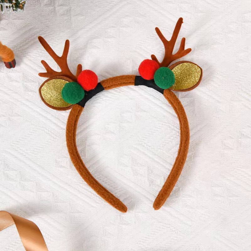 Adorable cabello de Navidad corno de ciervo cinco estrellas cabeza de banda de cabello de Navidad para niños corpos de cabello de decoración accesorios clipes de cabello