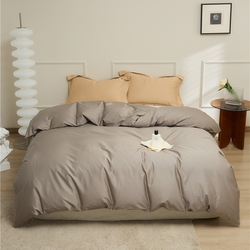 100 fundas de edredón individual de algodón de fibra larga, algodón de cuatro estaciones, color sólido, cama individual simple, funda de almohada individual, sábana de algodón puro