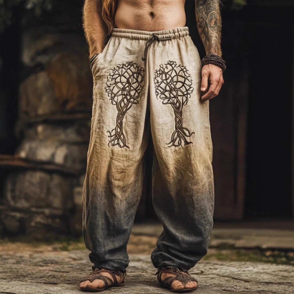 Cross-Border European and American Independent Station New Men's Casual Fashion Loose Straight Trousers Digital Printing