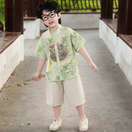 儿童诗歌朗诵大合唱表演服唐装学生新中式套装汉服幼儿园园服套装