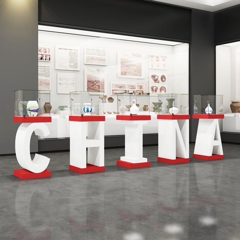 字母展示柜产品展示台玻璃珠宝柜展示柜展厅展览展柜烤漆展台展示