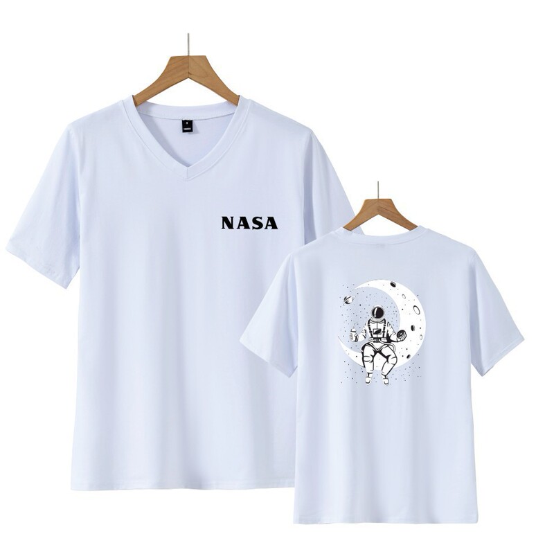 NASA space printing loose trend V-neck short sleeve in stock NASA space printing loose trend V-neck short sleeve in stock