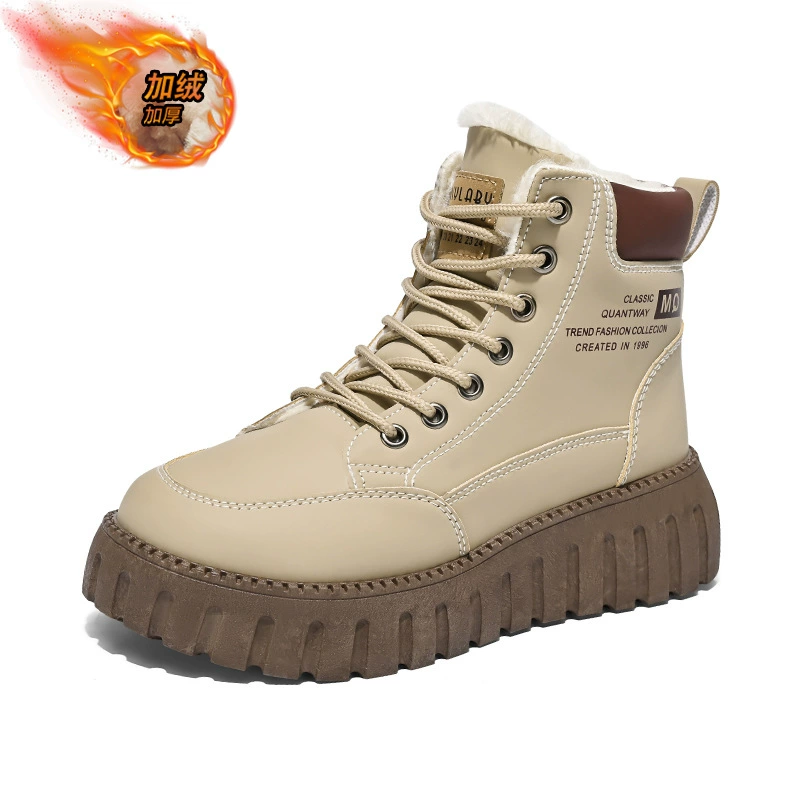 Платформенные низкие ботинки Martens, унисекс, корейский стиль, с плюшевой подкладкой
