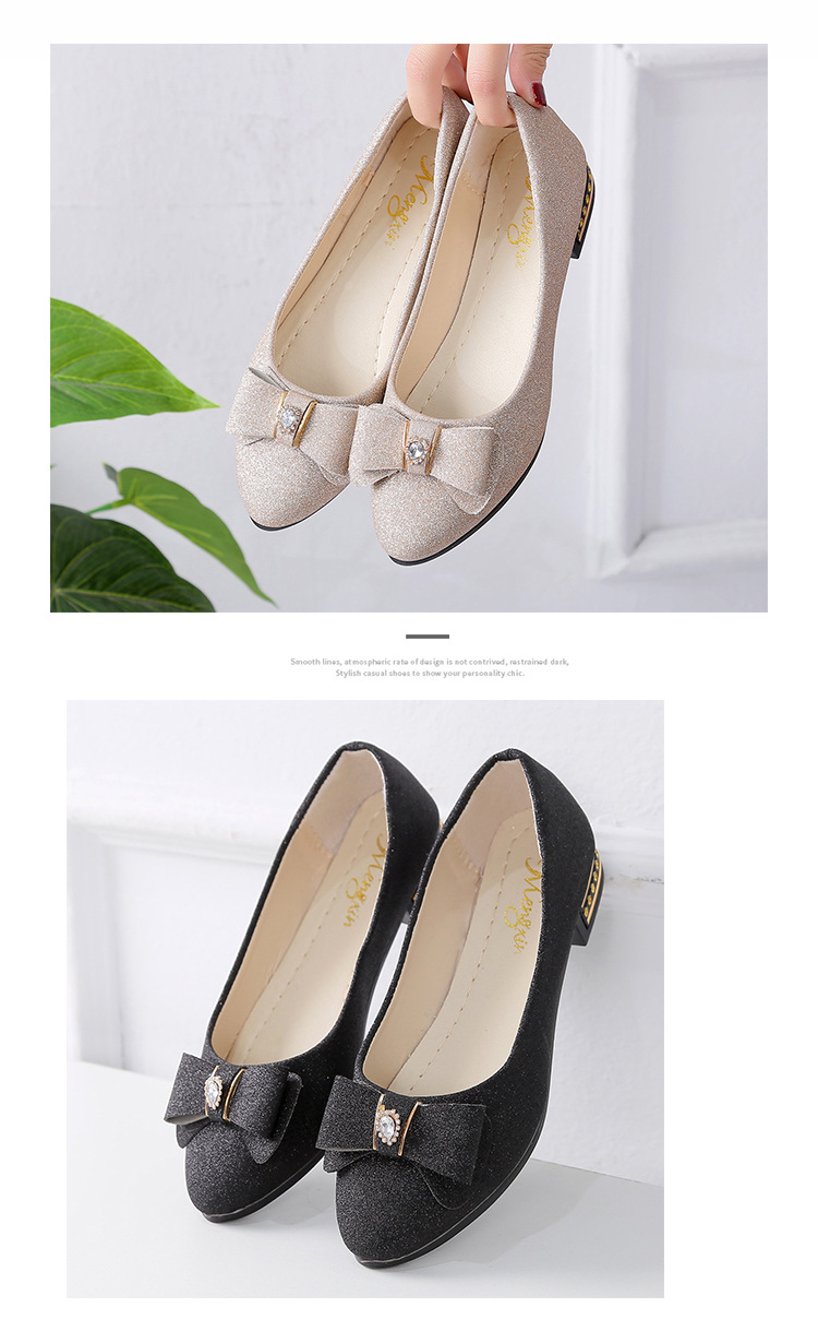 Spring Bow Knot Mom Shoes Low Cut Women's Sequined Soft Soled Loafers Professional Single Shoes_vogvips.com