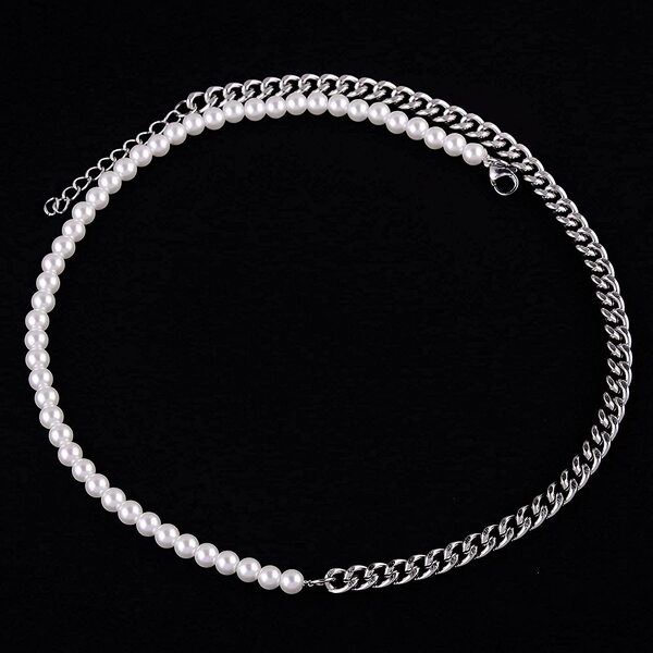 Retro design necklace for men and women pearl stainless steel