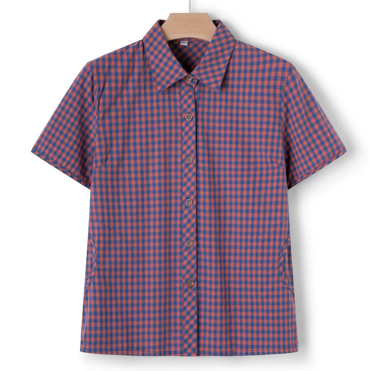 Рубашка в клетку для мам, летняя одежда для женщин среднего и старшего возраста, топы нового фасона, стильная одежда для бабушек