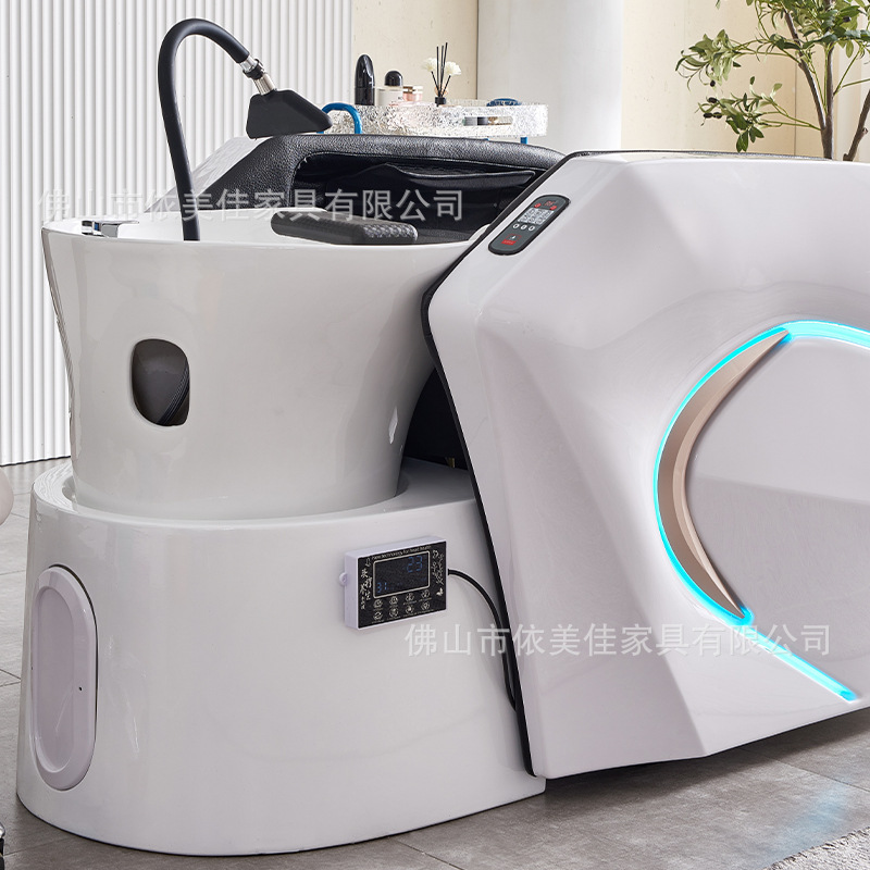 Fabricante de lavabo de masaje de cerámica alta calidad totalmente automática barbería eléctrica inteligente cabellera cama de tratamiento de cabeza especial