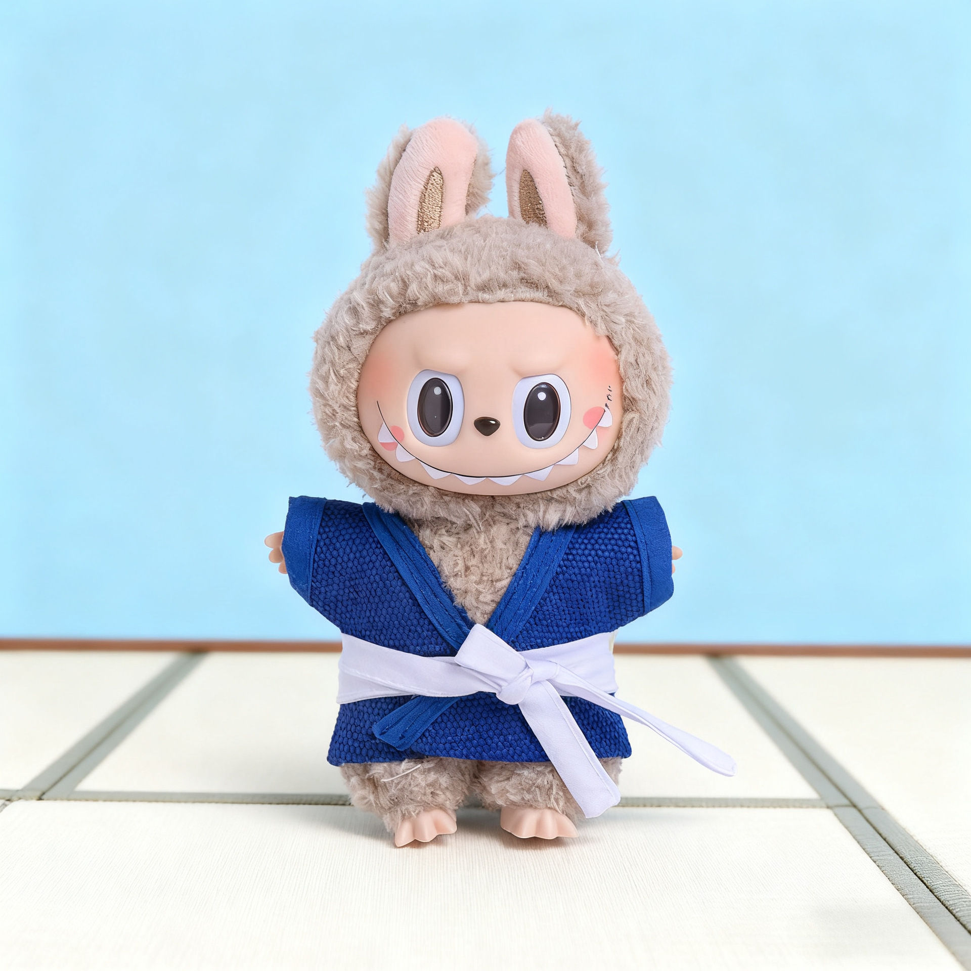 Cross-Border Popular Brazilian Jiu-Jitsu Uniforms, White and Blue Doll Accessories, Labubu First, Second and Third Generation Baby Clothes La